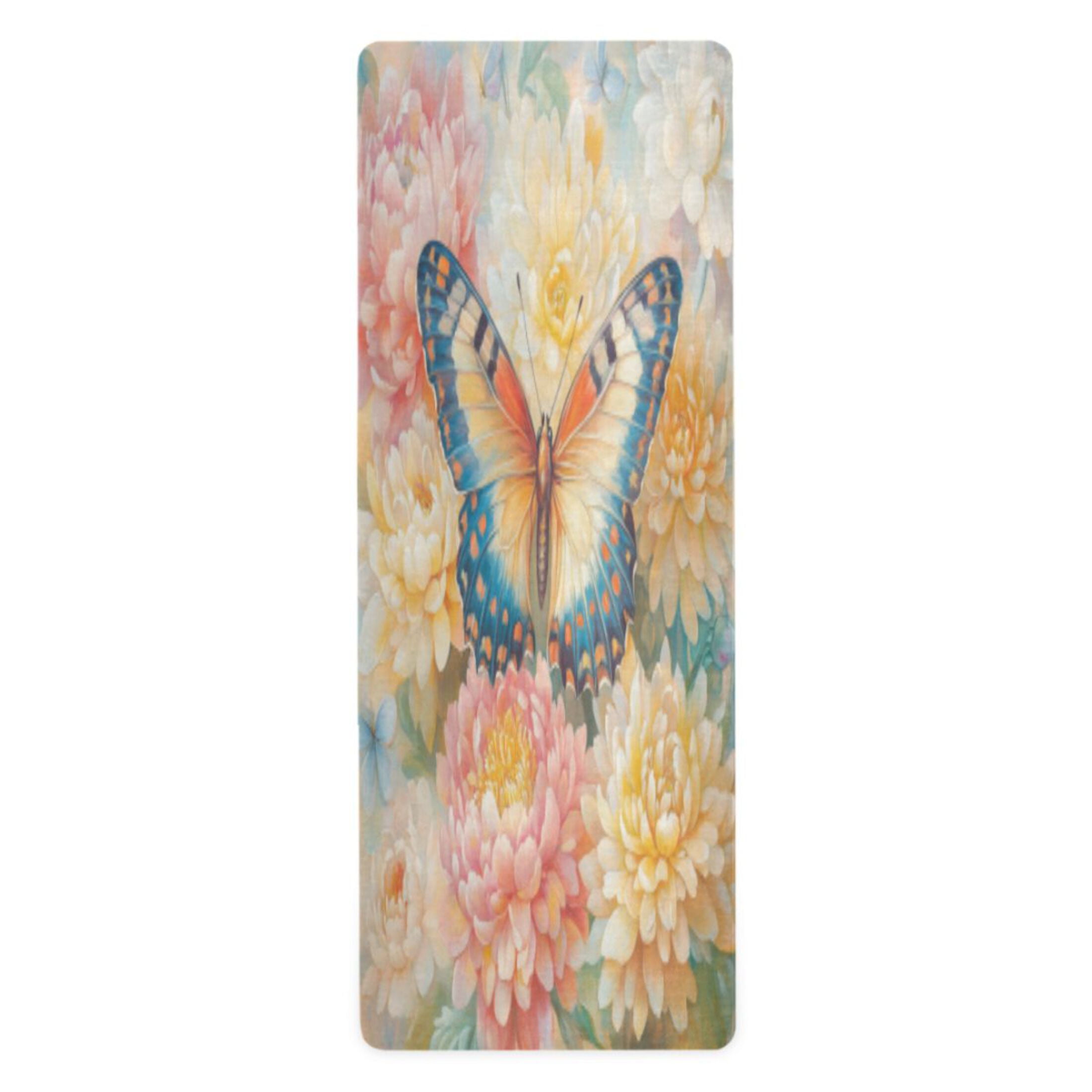BZSMCE Yoga Mat Women Fitness Mat Blooming Butterfly Pattern