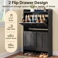 thumbnail image 5 of Aiho Shoe Storage Cabinet with 2 Flip Drawers and Open Storage, MDF Wood Narrow Shoe Cabinet, For Foyer, Hallway, Porch, Living Room, Balcony, Bedroom-Black, 5 of 11