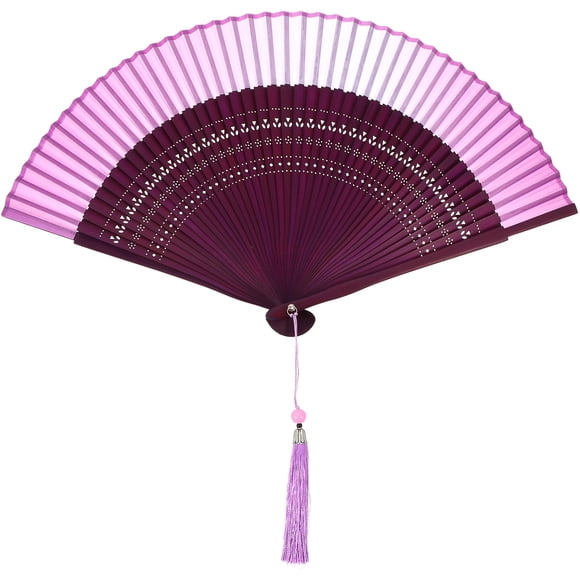 Abanico plegable estilo chino, abanico de mano vintage con borla para bailar