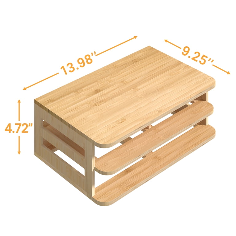Bamboo Monitor Stand Riser With 4 Height Settings – Desk Organizer With Airflow Vents For Laptop, PC, Or Printer