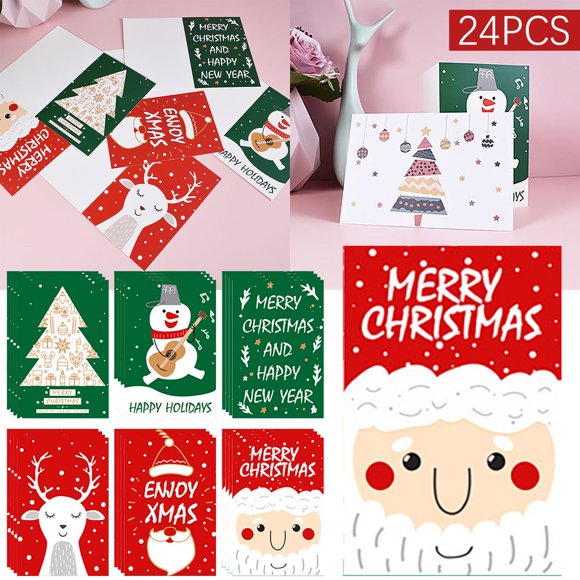 24 Sets Of Red And Green Series Christmas Cards With Colorful Envelopes Christmas Cards Gifts And Good Wishes For Friends And Family