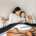 thumbnail image 5 of jejeloiu Orange Bow Knot Full Size Comforter Sets,Basketball Sport Bedding Sets Ball Gamer Reversible 3pcs, 5 of 8