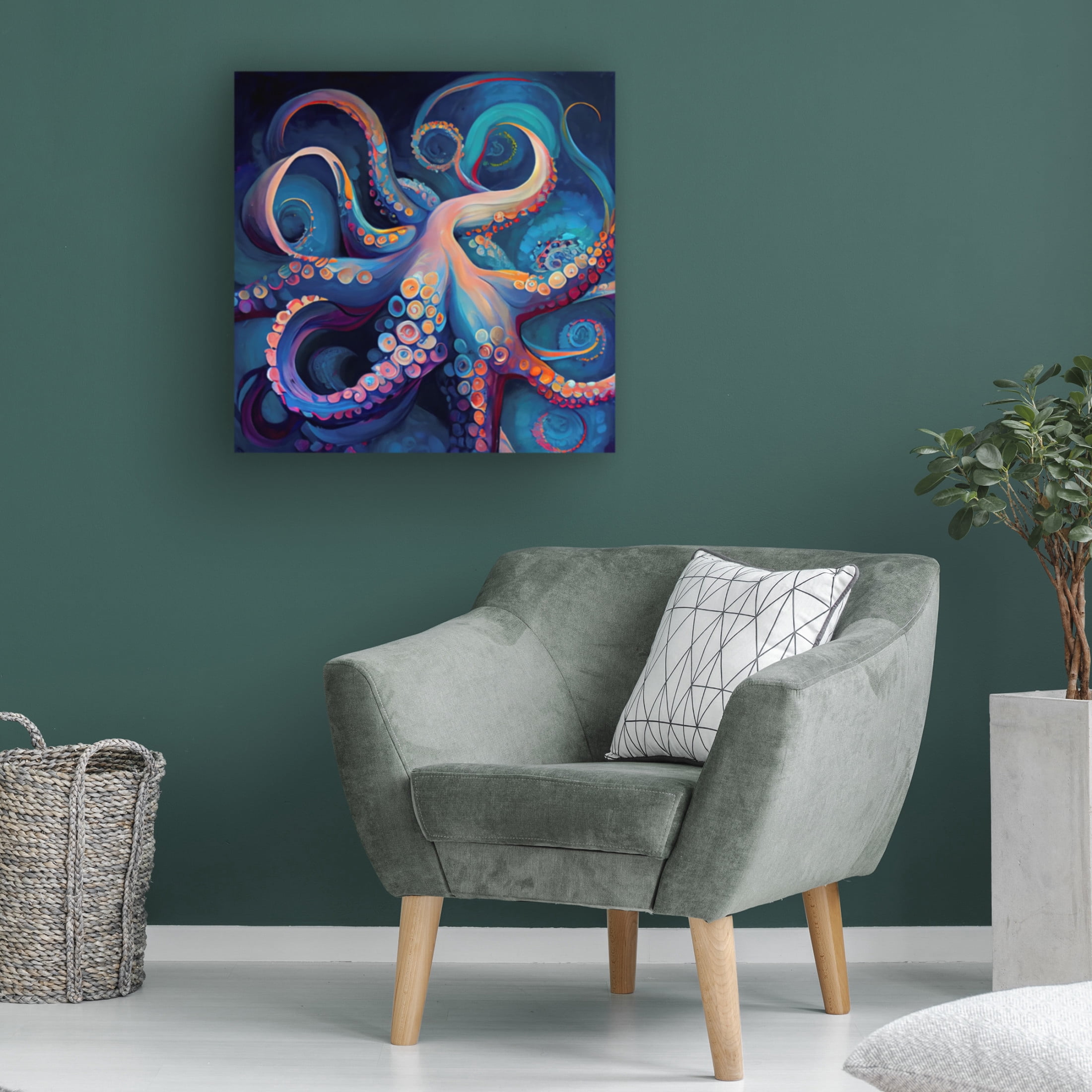 Canvas Wall Art - Sasha 'Octopus Abstractions' Wall Art for Living Room, Bedroom, or Office Décor by Trademark Fine Art - 18 x 18 Inches