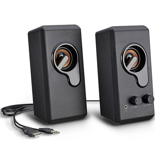 Altavoces para computadora, altavoz para PC, sonido estéreo, altavoz multimedia alimentado por USB con luz LED colorida para PC portátil de escritorio (paquete de dos)"