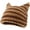 Brown, variant on Women Striped Beanie Hat with Little Devil Horn Winter Warm Cap Cute Cat Ears Knitted Hat Fall