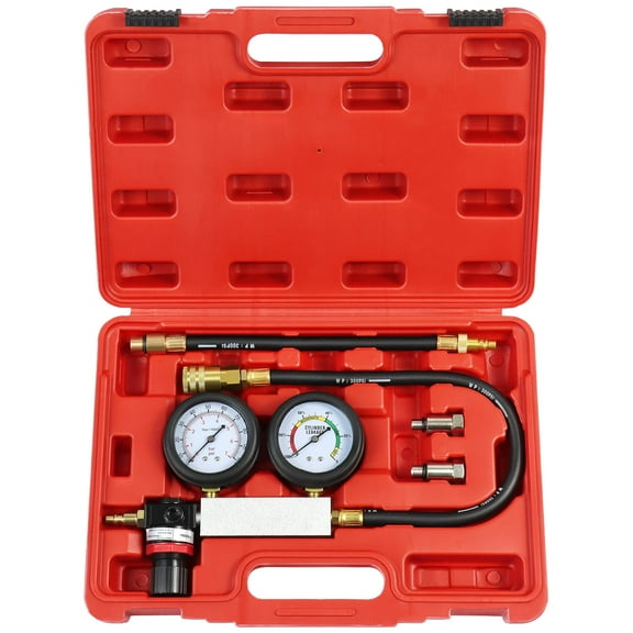 Cylinder Leak Down Tester Engine Compression Diagnosis Tester Kit Dual Pressure Gauges Engine Compression Leakdown Detector Leakage Test Set for Gasoline Engine