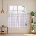 thumbnail image 2 of Eucalyptus Leaves Kitchen Curtains 45 Inch Length, Pink Plaid Summer Botanical Tiers Curtains for Bathroom Bedroom Cafe, Light Filtering Small Window Treatment Short Tiered Drapes 2 Panels 42"Wx45"L, 2 of 8