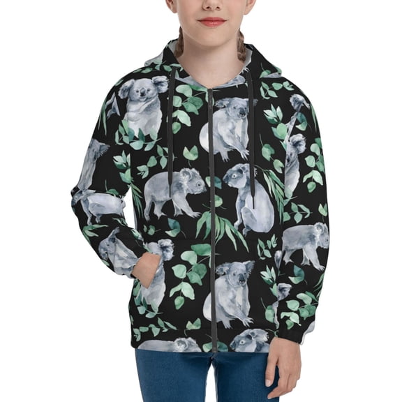 Hoodies for Teen Girls Boys - Cartoon Koala Bear Warm Boys' Fashion Zip Up Hoodies & Sweatshirts, Boys Girls Kids Clothes Size 7-8 Youth Pullover with Kangaroo Pocket