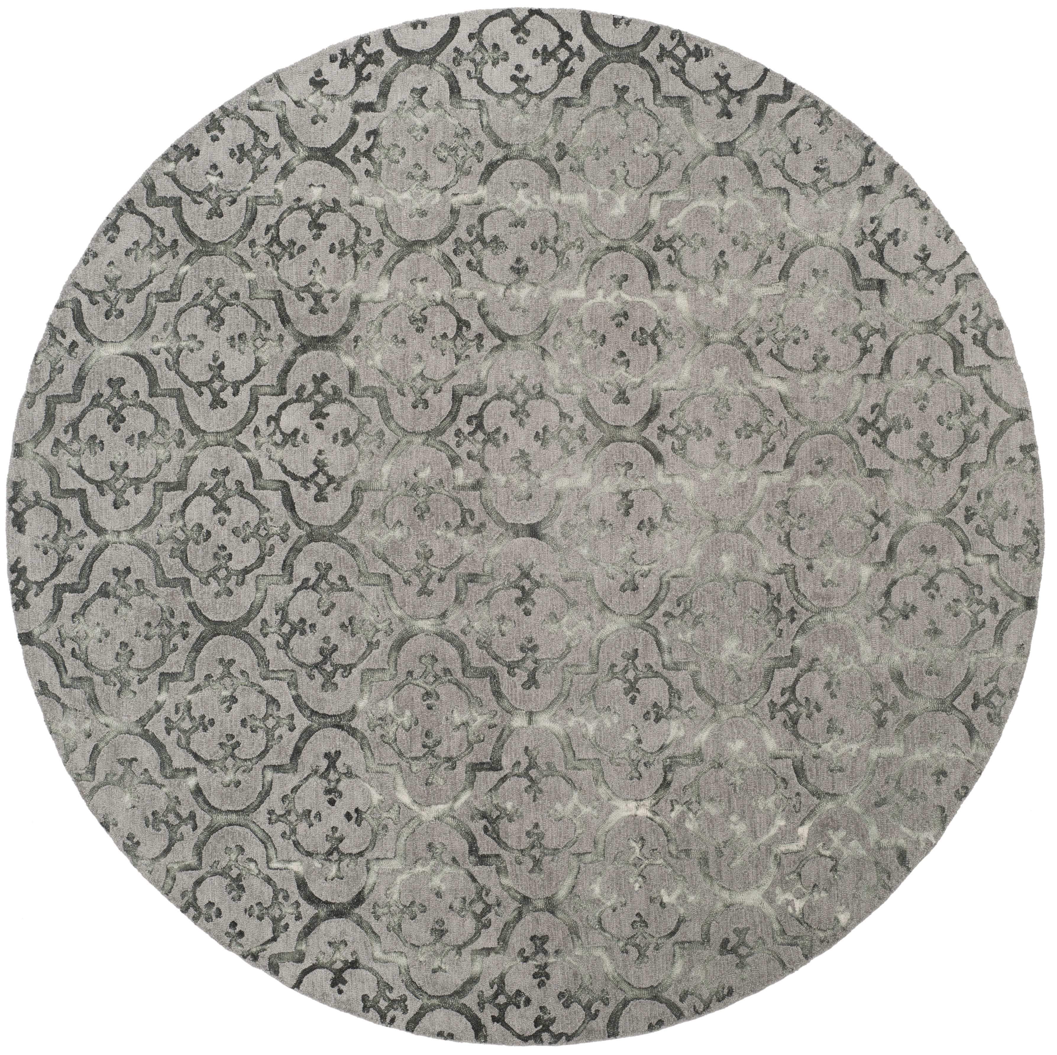 Safavieh Dip Dye Saffron Damask Wool Area Rug, Gray, 7' x 7' Round