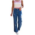 thumbnail image 2 of Utoimkio Clearance Women's Stretchy Straight Leg Jeans High Waisted Denim Pants for Women Casual Loose Trousers with Pockets, 2 of 7