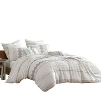 Jela 5pc King Size Comforter Set, Shams, White Clipped Stripe