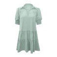 thumbnail image 4 of Fmbrln Summer Ruffle Flowy Mini Dress V Neck Short Sleeve T-shirts Dress Fashio Casual Loose Solid Color Sun Dress, 4 of 7