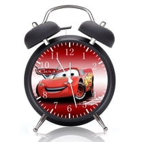 Twin Bell McQueen Alarm Clock with Night Light Quite Silent Non-Ticking 4 Inches Glass Face - Great for Decor  Best Gift Ideas F59