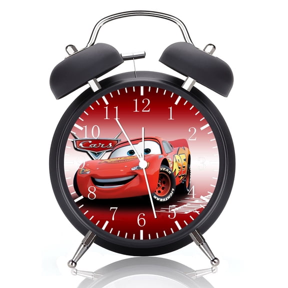 Twin Bell McQueen Alarm Clock with Night Light Quite Silent Non-Ticking 4 Inches Glass Face - Great for Decor  Best Gift Ideas F59