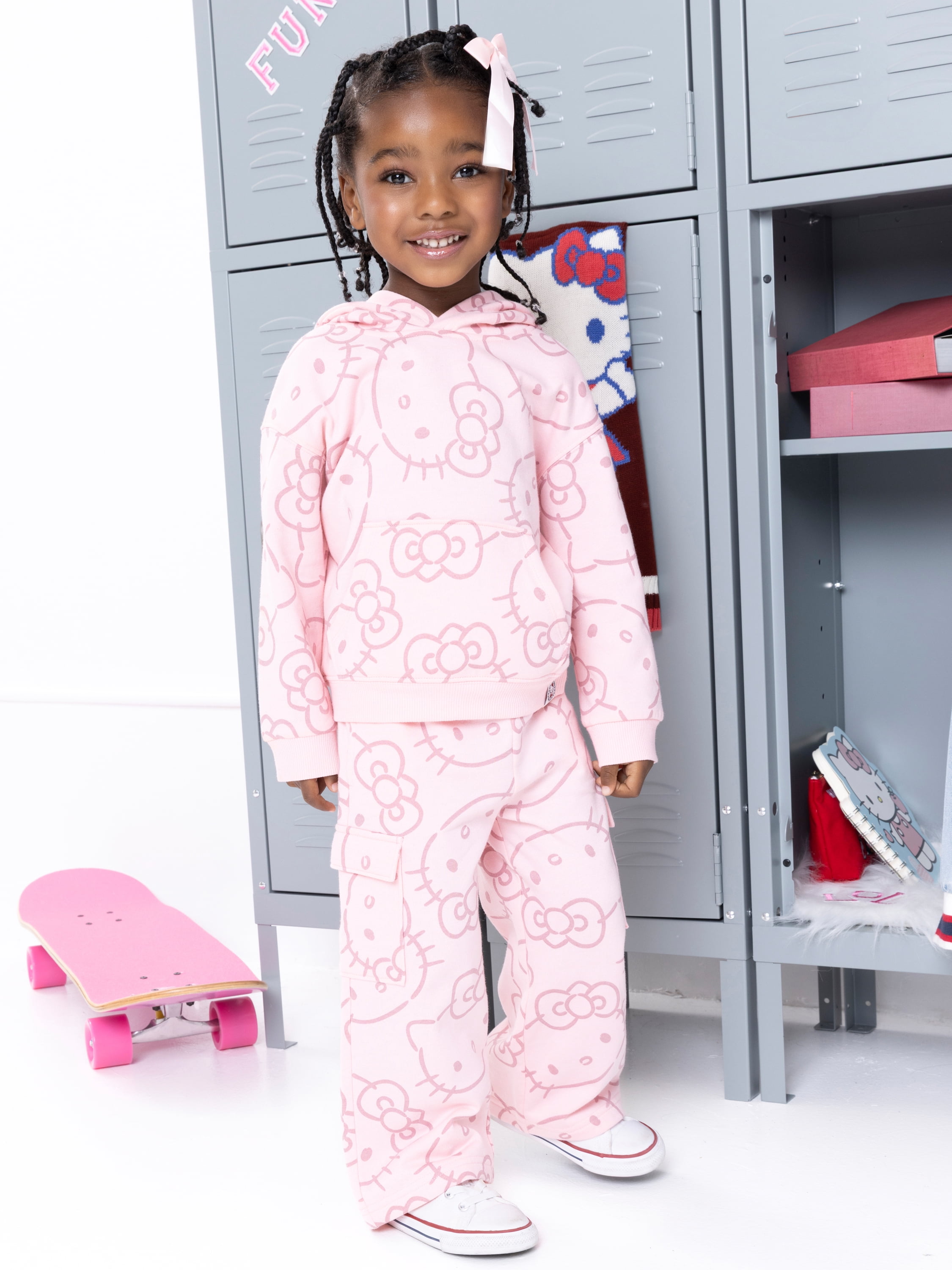 Wonder Nation Hello Kitty Baby and Toddler Girls Graphic Fleece Cargo Pants, Sizes 12M-3T
