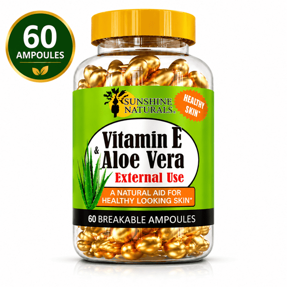 Sunshine Naturals Aloe Vera & Vitamin E Cream Breakable Cream Ampoules, 60 Count