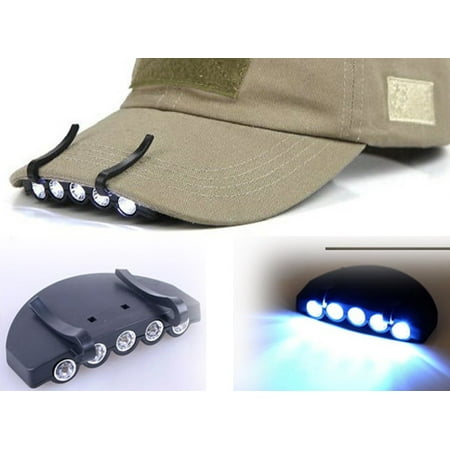 Bright 5 LED Clip on Hat Head Cap Light headlamp