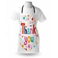 thumbnail image 4 of Thank You Apron, Colorful Calligraphy with Happy Hearts Stars and Flowers as Round Frame Graphic, Unisex Kitchen Bib with Adjustable Neck for Cooking Gardening, Adult Size, Multicolor, by Ambesonne, 4 of 4