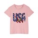 thumbnail image 1 of Vestido Corto de Verano Niños Niños Niñas Camiseta de Algodón Cuello Redondo Lindo Día de la Independencia Imprimir Top, 1 of 5