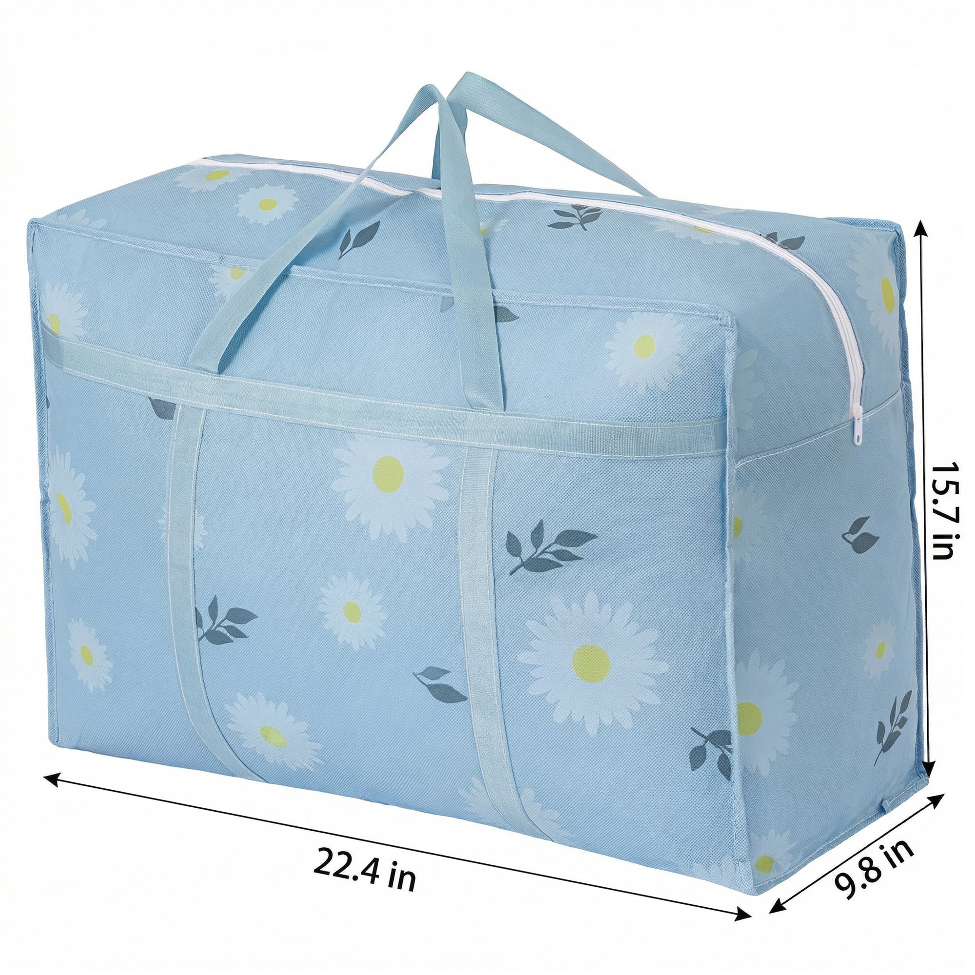 Unique Bargains Foldable Storage Bags for Organizing Livingroom Blue 22.4"x9.8"x15.7"