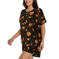 thumbnail image 2 of Rateoe Halloween With Pumpkins Pattern Women's Short-Sleeved Pajama Set - 2 Piece Soft and Lightweight Sleepwear Set-Large, 2 of 7