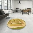 thumbnail image 3 of Ahgly Company Indoor Round Patterned Dark Golden Rod Brown Area Rugs, 3' Round, 3 of 6