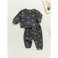thumbnail image 3 of Babies Casual Two-piece Clothes Set Sun Printed Pattern Round Collar Pullover and Elastic Waist Pants, 3 of 8