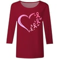 thumbnail image 4 of T-shirt Graphique de Sensibilisation au Cancer pour Femmes, Col Rond, Manches Trois Quarts, Décontracté, Confortable, Tenue Quotidienne, Haut de Festivals, 4 of 4