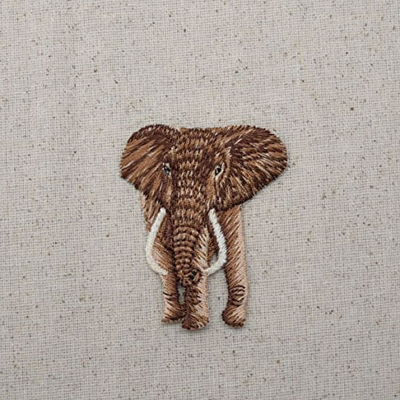 Natural Elephant - Iron on Embroidered Applique Patch