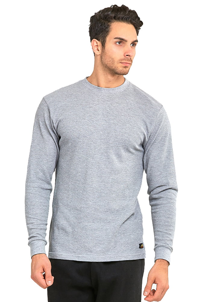 ToBeInStyle Men's Heavy or Medium Weight Premium Waffle Thermal Long Sleeve Crewneck Shirt 