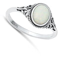 thumbnail image 4 of CHOOSE YOUR COLOR White Simulated Opal Bali Ring .925 Sterling Silver Band CZ Female Size 7, 4 of 4
