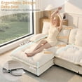 thumbnail image 3 of 107.8'' Modular Sectional Sofa, Chenille 3-Seater Couches with 2 Ottomans, Modern U Shaped Couch, Cloud Living Room Sofa Set, Chaise Lounge, Pillow Arms, for Offices, Beige, 3 of 11