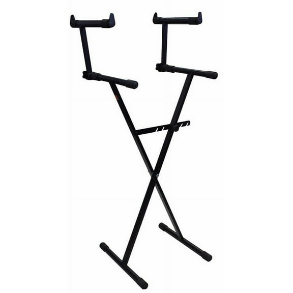 Mr. Dj KS550 X Style Pro Dual Music Keyboard Stand Electronic Piano Double 2-Tier Adjustable X Shape