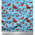 thumbnail image 1 of Soimoi Blue Cotton Duck Fabric Watermelon Fruits Print Fabric by Yard 56 Inch Wide, 1 of 3
