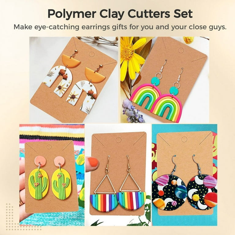 Plastic Polymer Clay Earring Cutters with Earring Cards Earring Hooks Jump Rings Earring Backs Self Sealing Bags Different Shape DIY Clay Cutter for