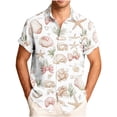 thumbnail image 3 of Xcmzpl Men's Hawaiian Print Button Down Shirt Short Sleeve Casual Summer Top Beach Vacation Aloha Camp Collar Shirt for Men Beige L, 3 of 7