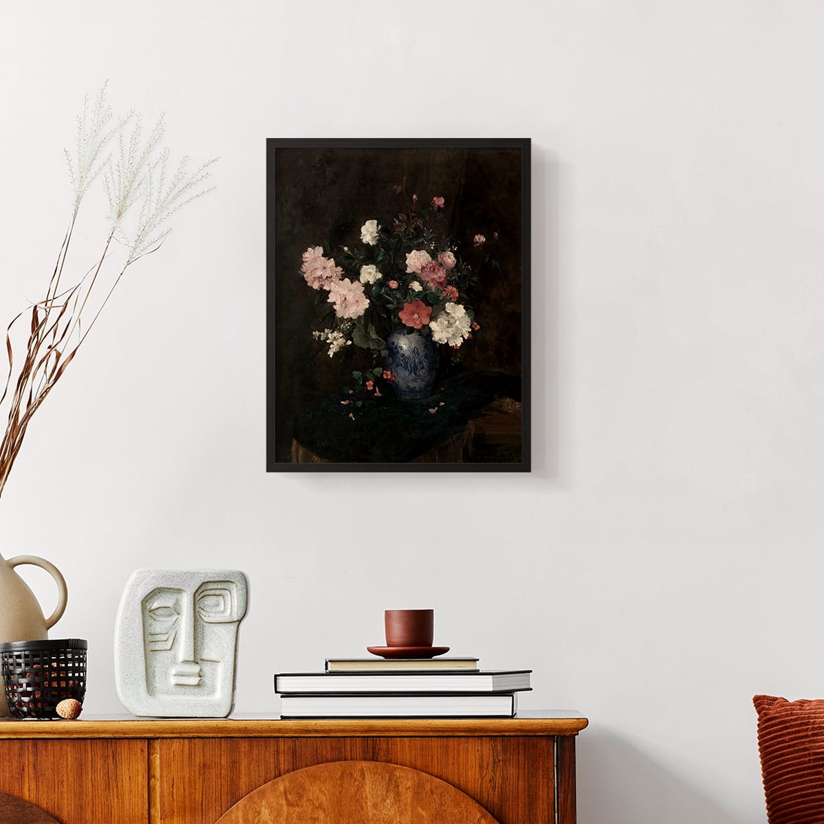 Vintage Floral Print LIII - 14in. x 11in. Vintage Framed Print in Black Wood Frame