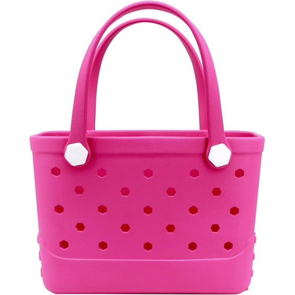 ROVTIULI Waterproof Sandproof Beach Bag for Women - Small Portable Plastic Rubber Tote, Washable Open Top Handbag for Outdoor Travel