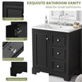 thumbnail image 5 of MODERNLUXE 30" Bathroom Vanity with Ceramic Sink Combo, Undermount Vanity Sink Cabinet with Soft-Close Door,Adjustable Shelves & 3 Drawers, Freestanding Bathroom Storage Cabinet,Black, 5 of 11
