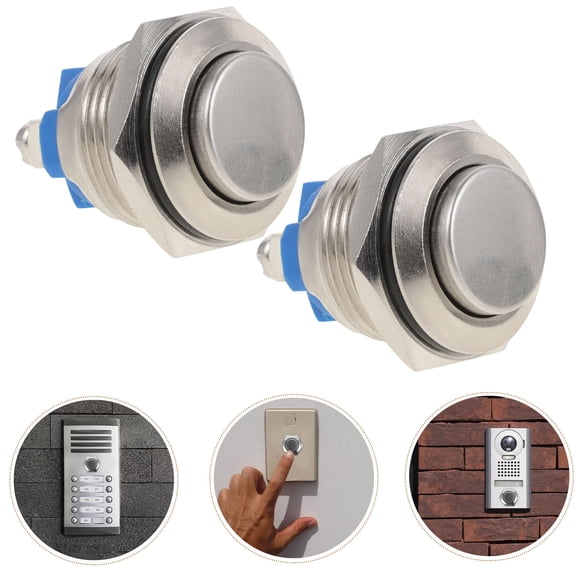 ETEREAUTY Doorbell Button Replacement Plated Silver Copper-Nickel Plated for Home 2Pcs