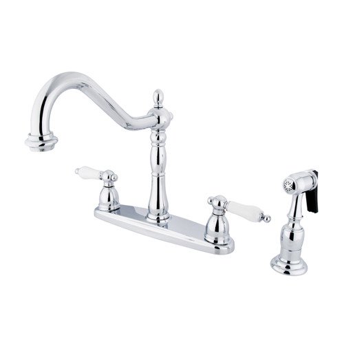 Kingston Brass Heritage Double Handle Kitchen Faucet with Side Spray