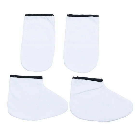 2 pares de guantes de cera de parafina Tratamiento de baño de caña Guantes de algodón Terry Cubiertas de pies para manos para SPA (guantes y funda de pie cada una para un par)