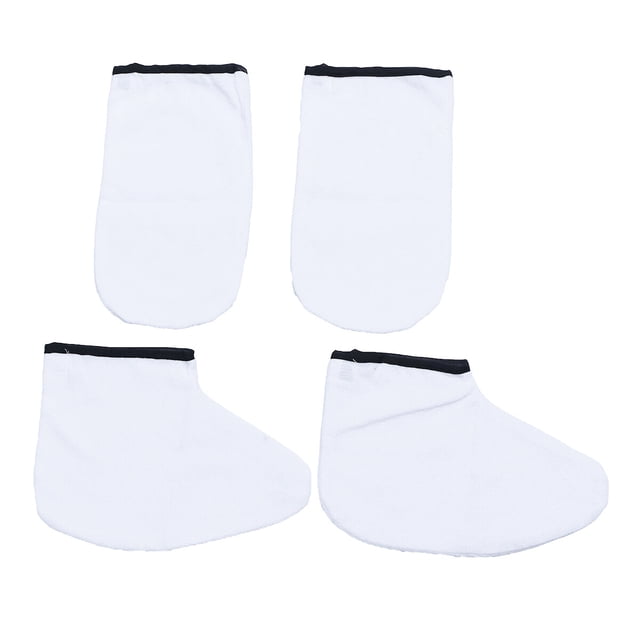 2 pares de guantes de cera de parafina Tratamiento de baño de caña Guantes de algodón Terry Cubiertas de pies para manos para SPA (guantes y funda de pie cada una para un par)