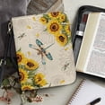 thumbnail image 4 of ZUXONGSY Dragonfly Sunflower Print Bible Case for Men Women Leather Bible Cover Large Bible Bag with Shoulder Strap and Handle Zippered Bible Protective Carrier Sturdy Scripture Bag, L, 4 of 7