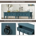 thumbnail image 5 of uhomepro 58" Upgrade Console Table Buffet Cabinet Sideboard Sofa Table with 2 Storage Drawers, Bottom Shelf, Sideboard Buffet Storage Cabinet Console Tables for Entryway, Antique Blue, Q15490, 5 of 12