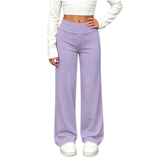 Timegard Girls Clothes Kids Yoga Pants Straight Leg High Waist Loose Workout Running Trousers Fall Travel Fashion Clothing