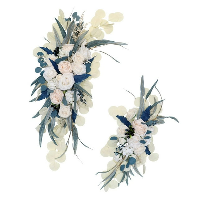 Arch Flowers With Drapes Kit 2Pcs Artificial Flower Arrangement For Wedding Ceremony Reception Backdrop Decoration