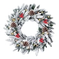 thumbnail image 2 of 24 Inch Christmas Wreath for Front Door, Flocked Frosted Pine Wreath with Pinecones, Red Berries and Snowflakes for Outdoor Indoor Xmas Decor, Home and Holiday Party Decoration, 2 of 7