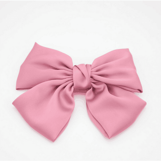 VONTER 1PCS Big Pink Hair Bows Decorative Hair Clips Butterfly Barrettes  Silk Hair Bow Satin and Spring Clip Hairpins for Lady Girls Long Hair Style  