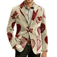 thumbnail image 5 of Men's Printed Corduroy Pocket Blazer, Casual Suit Cardigan Jacket, Khaki, L, 5 of 6